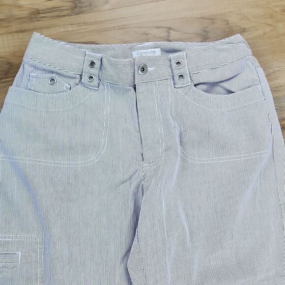 🔹️Christopher & Banks Gray Striped Seersucker Cropped Pants Size 6/28 - Picture 5 of 11